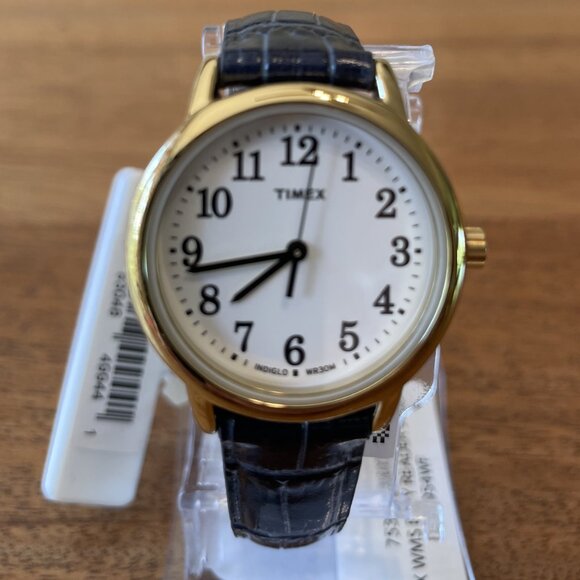 NEW Timex Ladies Indiglo Easy Reader Classic Watch Blue Leather Strap T2N954 - Picture 1 of 7